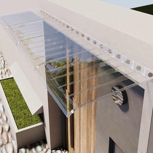 Modern Polycarbonate Door Canopy Awning Outdoor Balcony Protection UV Resistant Hail Proof Weather Shield Clear 35x50cm (13.8x19.7in)