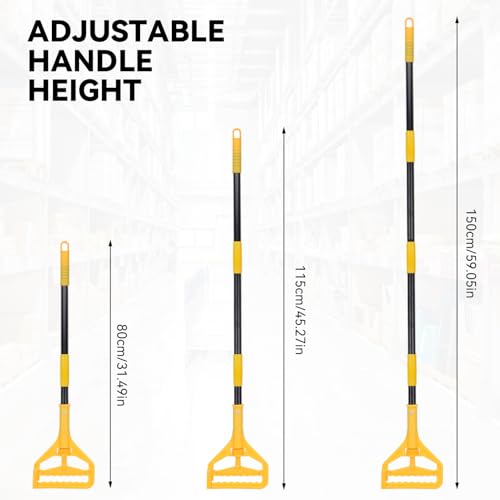 Image of Mop Handle Commercial Heavy Duty - 57 Inch Industrial Metal Mop Stick Replacement for Floor Cleaning - Professional Mops Head Replacement Holder