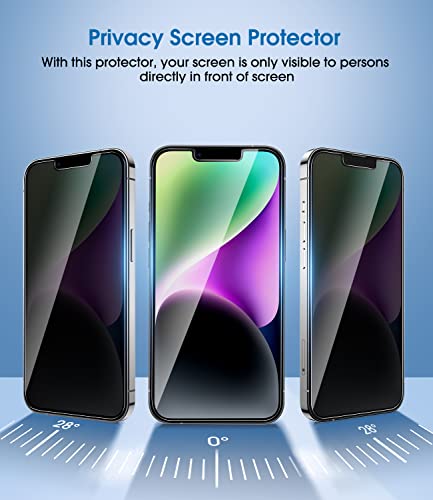 Image of amFilm OneTouch for iPhone 14 Plus /13 Pro Max Privacy Screen Protector 6.7' | 30s Auto-Alignment, Bubble Free, Tempered Glass, 28 Anti Spy, Shatterproof 2 Pack (14 /13P-6.7'')