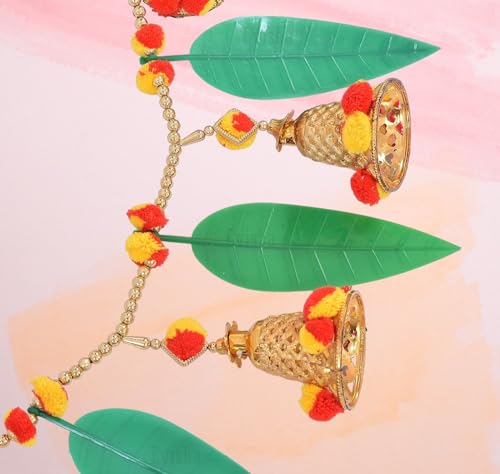 Image of Bells Mango Leaves Leaf Home Decoration Hanging Toran Main Door Garlands Handmade Bandhanwar Door Entrance Hanging HomeTraditional Wall Decor Diwali Decoration Diwali Gift