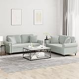 Yisssmeng 2-TLG. Samt Sofagarnitur Hellgrau 152 x 77 x 80 cm Zweisitzer Couchgarnitur mit 4 Kissen Modernes Design Robust und Bequem für Wohnzimmer Schlafzimmer Büro