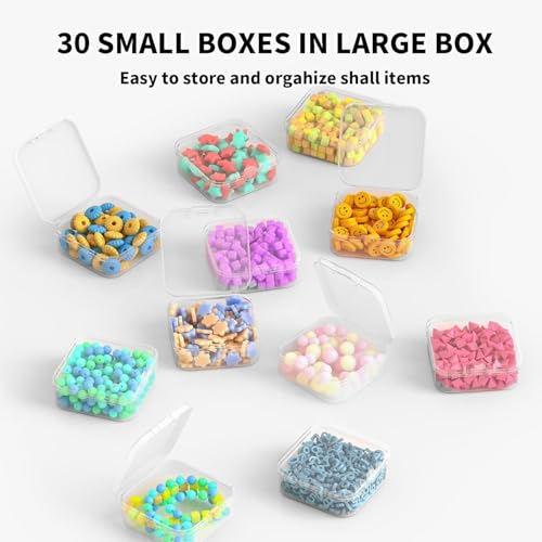 Image of SHALVI Transparent Jewellery & Accessories Storage Box | Box Multi-Compartment Organizer with Removable Grids | Plastic Organizer Box for Earrings, Beads, Craft & Small Items (30-PCS (2))