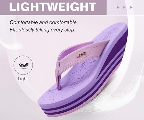 Image of ONCAI Women's Platform Wedge Flip Flops Trendy Dressy Womans Summer Flatform Chunky Heel Sandals with Comfortable Walking Outdoor Rubber Soles (US Size 5-11)