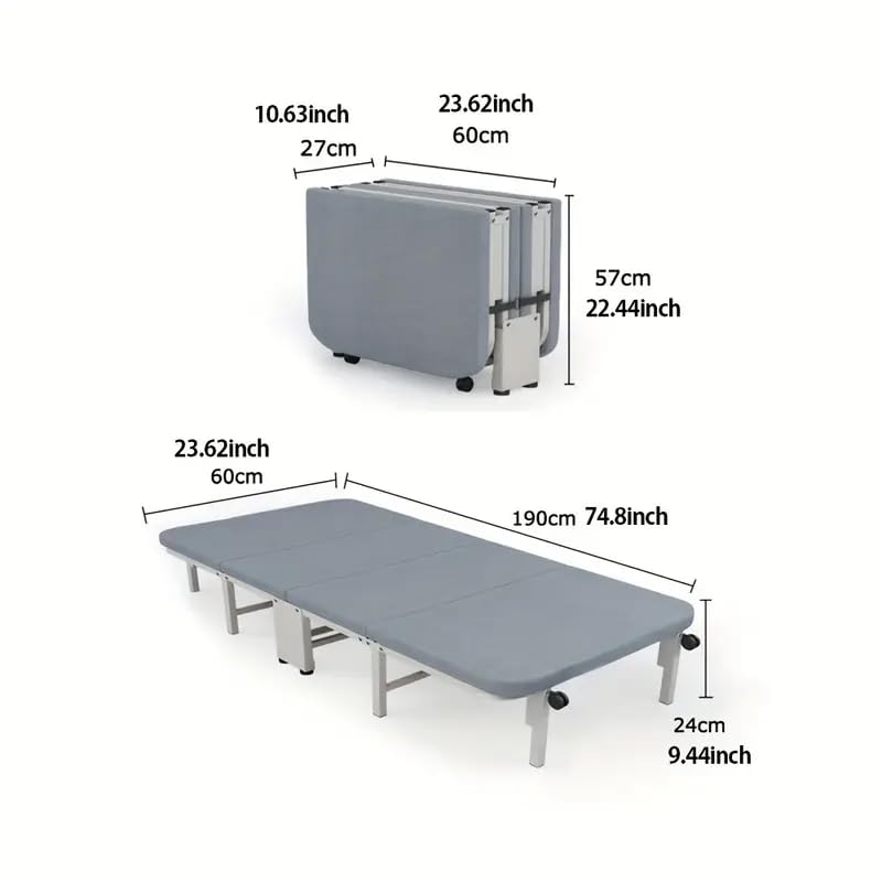 Amazon｜折りたたみベッド、ベッドサイズ190cm×幅60cm×高さ24cm、高