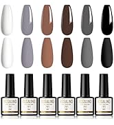 ROSALIND Gel Nagellack Weiß Schwarz Braun Grau Shellac Set 6 Farben Uv Nagellack Shellac Nagellac...