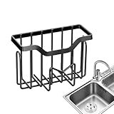 Estante de esponja de acero inoxidable, organizador de fregadero sin taladrar con ventosa para esponjas, almohadillas de fregar y paños de cocina, soporte de fregadero de cocina inoxidable que ahorra