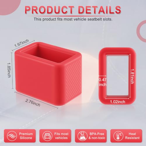 Image of Amiss 2PCS Seat Belt Buckle Holder, Universal Silicone Rear Seat Belt Booster & Fixer for Easy Access, Keeping Receptacle Upright, Car Accessories-Fits Most Cars, Glow In The Dark (Fluorescent Red)