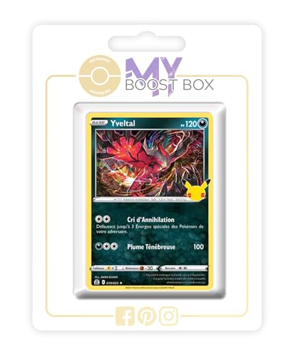 Yveltal 019/025 Holo - Myboost X Épée et Bouclier 7.5 Célébrations - 25 Ans - Coffret de 10 Cartes Pokémon Françaises