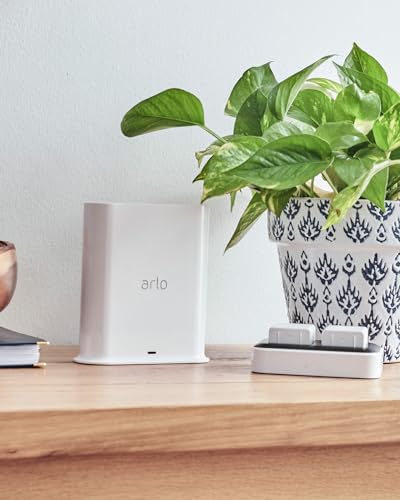 Arlo Zertifiziertes Zubehör, SmartHub, Lokaler Speicher - Micro-SD-Karte, WiFi WLAN 2,4 GHz, Kompatibilität Mit Arlo Kameras Und Klingeln, Konnektivität Apple HomeKit, Ethernet-Kabel, Weiß