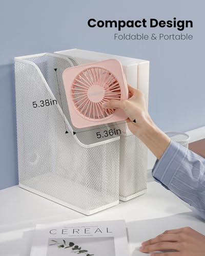 Image of Gaiatop USB Desk Fan, 5 Inch Personal Fan Small Portable Table Fan with 180 Tilt Folding and 3 Speeds, Strong Wind Ultra Quiet Personal Cooling Fan For Office Home Bedroom Desktop Travel (Deep Pink)