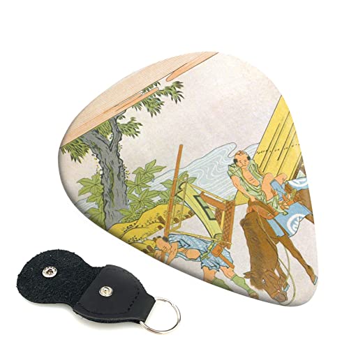 ギターピック 6枚セット 0.46mm 0.71mm 0.96mm エレキギター ベース用ピック ウクレレ ギター ABS素材 エレクトリック アコースティック 弦楽器 初心者 トライアングル ピック( 葛飾北斎 「東海道五十三次 絵本駅路鈴 江尻」 )