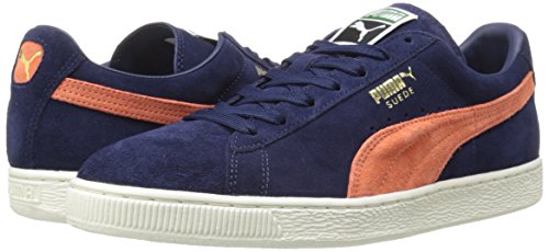 Image of PUMA Men's Suede Classic + Sneaker, Peacoat /Nasturtium /Whisper White, 10 M US