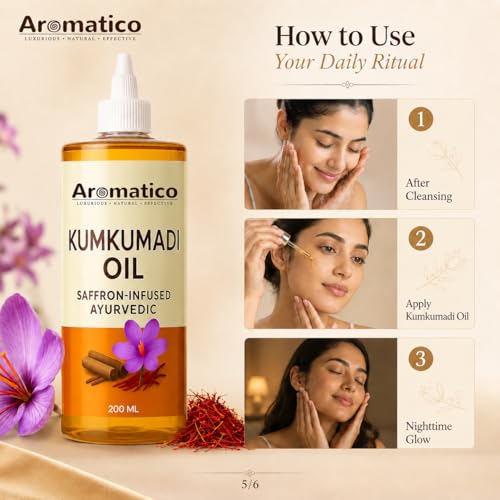 Image of AROMATICO Kumkumadi Face Oil | Ayurvedic Formula for Brightening & Glowing Skin | Hydrating & Instant Radiance - 200 ml