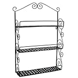 24 Inch Tall Classic Elegant Large Black Metal Wall Mounted Shelves Kitchen Spice Rack / Bathroom Accessory Storage Multi Purpose Organizer