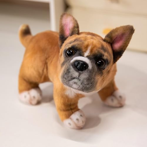 22cm Französische Bulldogge Kuscheltier,Niedlich Französische Bulldogge Stofftier,Simuliertes Tier Hund,Kindliche Gesellschaft Trost Stofftier Spielzeug Geschenke für Jungen Mädchen (Hellbraun)