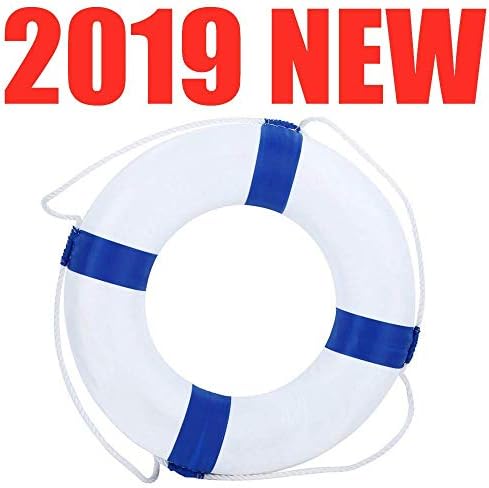 ARNDRE Lifebuoy 52cm/20.5inch Diameter Swim Foam Ring Buoy Children Swimming Pool Safety Life Preserver with Perimeter Rope Blue