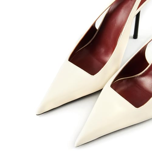 Image of Slingback Heels for Women Pointed Toe Stiletto High Heels Stretch Slip on Backless Patent Leather Fashion Comfortable Dress Pumps Shoes