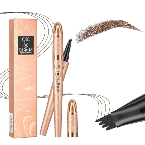 Lápiz de Cejas Microblading Impermeable 3D, Lápiz de Cejas Mágico Mejorado 2024, Lápiz de Cejas Preciso con 4 Puntas, Lápiz de Cejas Microblading de Trazo Fino (Light Brown)