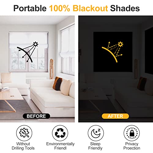 Larwiydo Portable Blackout Curtains - 40" X 58" Travel Window Blackout Curtains 100% Blackout Material And Adhesive Tapes - Temporary Blackout Blinds For Baby Nursery, Bedroom, Living Room, Travel #TOP6