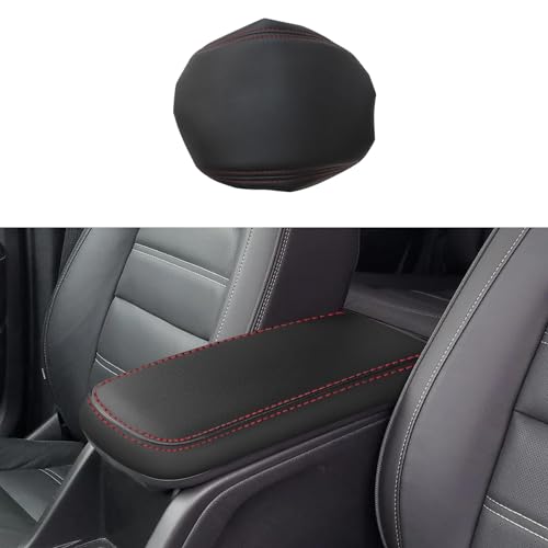 Rifoda Center Console Armrest Cover for 2015-2022 Chevy Colorado/GMC Canyon Accessories Arm Rest Box Pad Console Lid Protection Saver (Black with Red Stitchings)