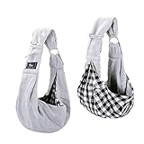 💖LA SEGURIDAD PRIMERA: Lovely Reversible Pet Sling Carrier. El transportador estilo manos libres se coloca sobre el hombro mientras la mascota descansa en la bolsa de la cadera opuesta para mantenerla segura y cómoda.