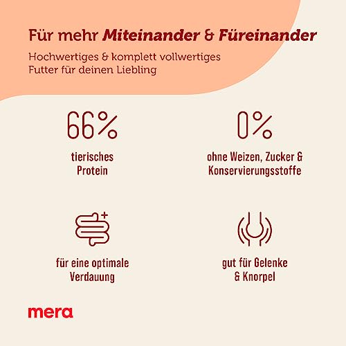 MERA Care Adult mit Lamm & Reis 3x1kg, Hundetrockenfutter für normal aktive Hunde jeder Rasse, mit 66% tierischem Protein, ohne Weizen