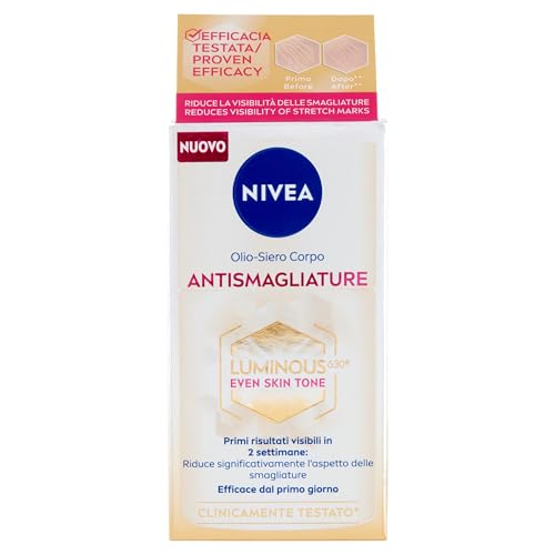 NIVEA Luminous630 Aceite de suero corporal Estrías 100 ml, Aceite corporal que reduce la aparición de estrías, aceite de estrías para piel suave e hidratación 48h