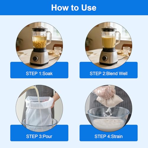 10 Stück Nussmilchbeutel Nylon Wiederverwendbar, 20 x 30cm Abseihtuch,Filtertuch,Filterbeutel Siebbeutel,Feinmaschiges Nylon Passiertuch,Nussmilchbeutel Zum Sieben Hochwertiges,fur Fruchtsaft,Kaffee