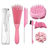 Wet Detangler Brush With Continuous Spray Water Bottle for Curly Hair Scalp Massager Shampoo Brush...