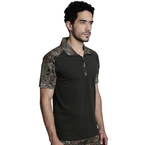 Image of MOUNTMILLER Men's Short Sleeve Ripstop Tactical Polo T-Shirt | Anti-Odor | Moisture-Wicking | UV Protective| Ideal for Hiking & Trekking, Outdoor