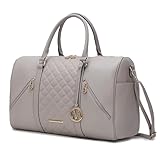 MKF Collection Travel Duffle Bag for Women, Quilted Vegan Leather Large Overnight Fashion Weekender Carry-on Handbags