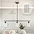 Yarlkav Kitchen Island Lighting, 3 Lights Linear Chandeliers Rectangle Pendant Light Fixtures for Dining Room Farmhouse Hanging Light with Glass Shades(Black)