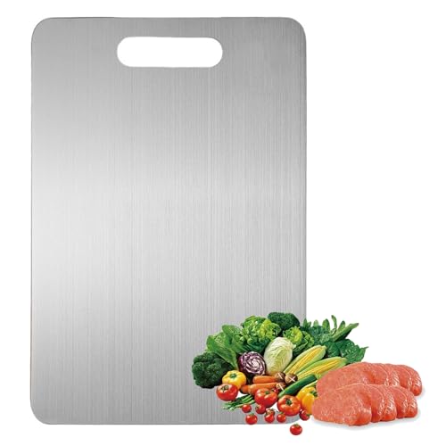 Torytoe Tabla de Cortar de acero inoxidable, Doble Cara Tablas para Picar Steel Chopping Board Tabla de Cocina Tabla de Cortar para Carne, Verduras y Fruta, (34 X 23 CM)