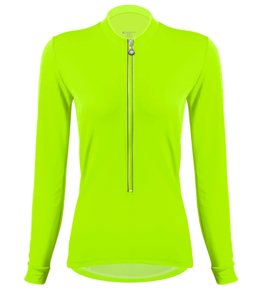 AERO|TECH|DESIGNS | Women's Swift Long Sleeve Fleece Cycling Jersey | Small | Safety Yellow