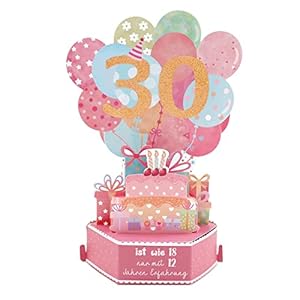 30. Jahrgang Geburtstagskarte Pop Up Geburtstag Geschenk Grußkarte 30er Geburtstag 3D Popup Karten Glückwunschkarte mit…
