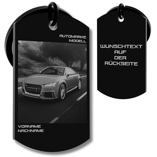 Schlüsselanhänger Auto | Schlüsselanhänger personalisiert | Edelstahl-Anhänger mit Foto & Gravur | Für BMW, Mercedes, Audi, VW und weitere Automarken | Individuelles Geschenk