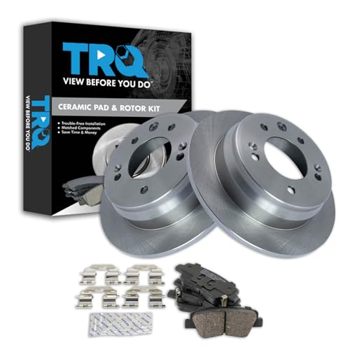 Image of TRQ Rear Brake Pad and Rotor Set Ceramic Compatible with 2016 Kia Sportage with Manual Parking Brake