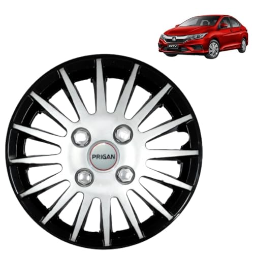Image of PRIGAN City Black Silver Wheel Cover 15 inch for Honda City (Set of 4 Pcs) (Press Fitting) Model- Camry DC 15