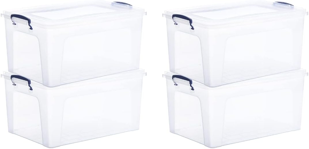 Superio Storage Bins with Lids, Clear Plastic Containers for Organizing, Stackable