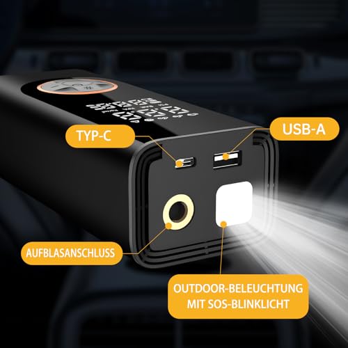 Digitalreifenkompressor,Tragbarer Luftkompressor,Autoreifenpumpe mit Unterstützung für voreingestellten Reifendruck und automatische Abschaltung für Autoreifen und andere aufblasbare Geräte