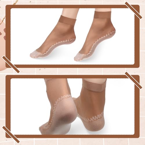 Image of InnoHHustle Sheer Socks, 12 Pairs Nylon Socks for Women Sheer Ankle Sock Women Ankle Stockings Silk Sock