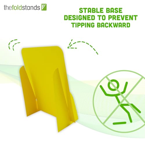 thefoldstands 5 faltbare FLYERSTÄNDER yellow Design ökologische Prospektständer für DIN A6 Flyer 10,5 x 14,8 cm vertikal, Prospekthalter aus eco-FSC-Karton, kurz-bis mittelfristigen Einsatz