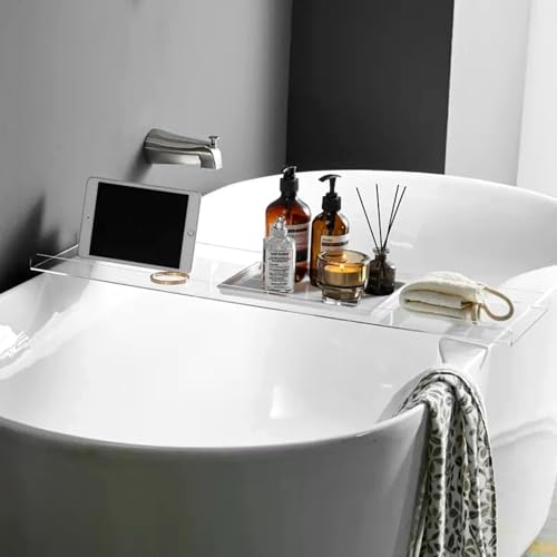 Bañera acrílica transparente de 70 cm con mesa de almacenamiento 2