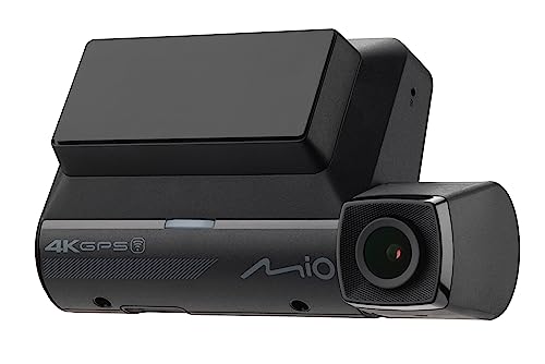 Mio MiVue Cámara de coche de 955 W con resolución 4K Ultra HD y HDR de 2,5 K para imágenes extra nítidas día y noche Copia en tiempo real de Dash Cam gracias a la cámara de coche 4K WLAN y OTA I con