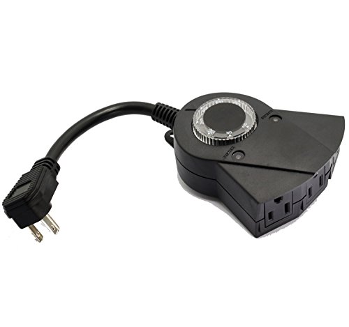 Minetom Outdoor Light Plug-In Timer, Heavy Duty Mechanical Timer Switch, 3 Grounded Electrical Outlets For Christmas Lighting Outdoor And Indoor, Ul Listed, Black, 13 Amp #TOP2