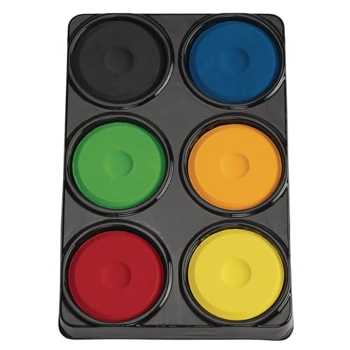 Colorations 6TCA 6 Color Tempera Paint Cakes in Tray, Black,Blue,Green,Orange,