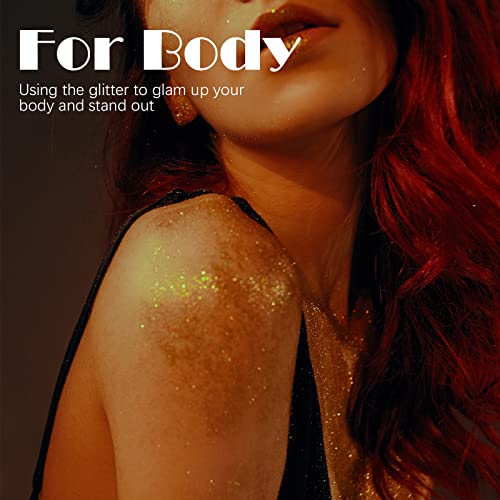 Latibell Body Glitter Spray, Gold Glitter Spray For Hair And Body, Glitter Body Spray Cosmetic Shimmer Makeup Glitter For Rave Hair Body Face Clothes Nail Art Craft Design - With 1 Jar Of Refills #TOP2