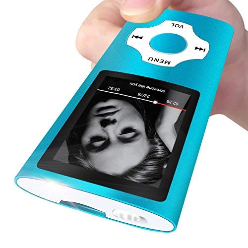 Mymahdi Reproductor portátil MP3 / MP4, Azul Claro con Pantalla de 1,8 Pulgadas LCD y Ranura para Tarjetas Memory Card, Tarjeta de 128 GB de Memory Card de Alta Capacidad Memory Card TF