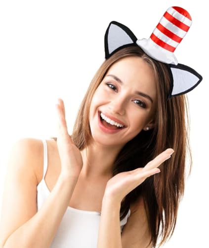 AKTVSHOW Cat Ears Headband with Hat Cute Costume Cat Ears Headbands Funny Costume Headwear Accessories for Women Men Halloween Party Favors