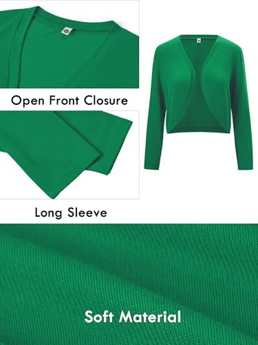 Image of Heymoments Women's Long Sleeve Thin Kintted Shrugs Sweaters Lightweight Cropped Tops Open Front Cardigan for Dress